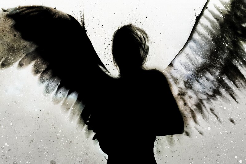 silhouette with angel wings