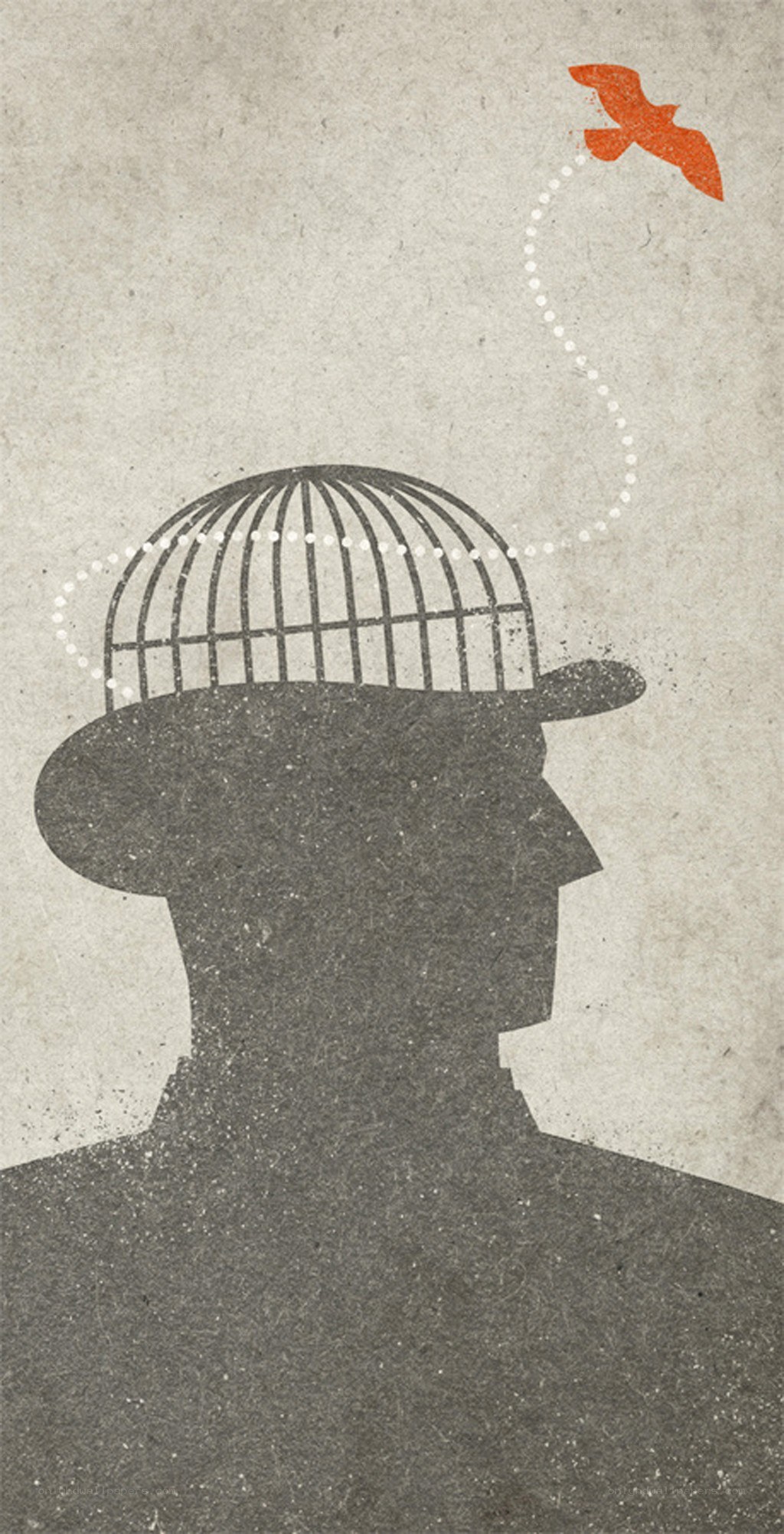 silhouette with birdcage head