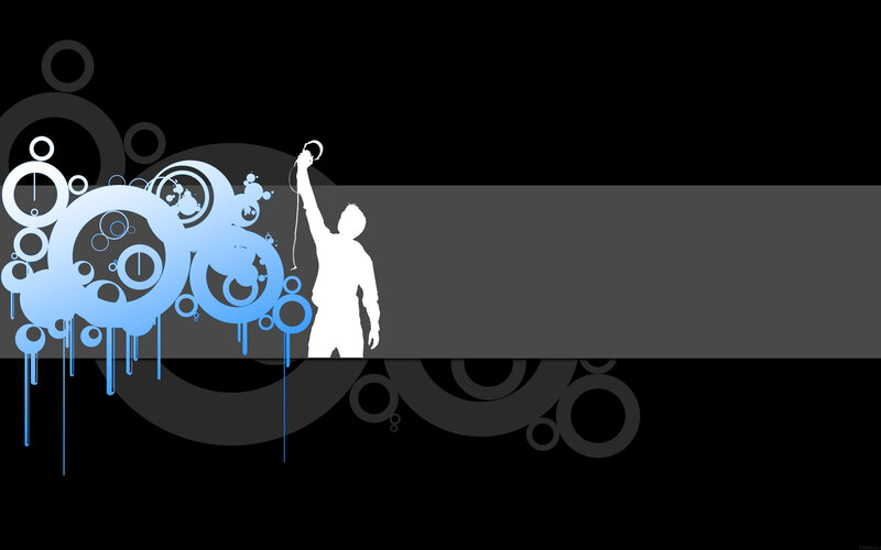 silhouette with blue circles
