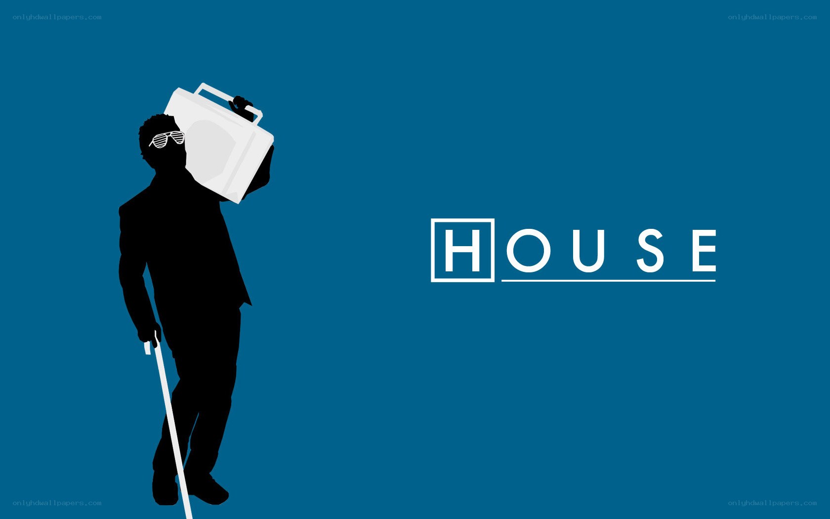 Silhouette with boombox and cane