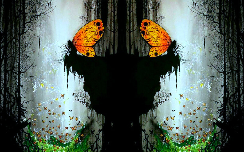 Silhouette with Butterfly Wings — Black