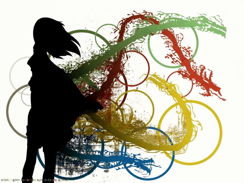 silhouette with colorful dragons