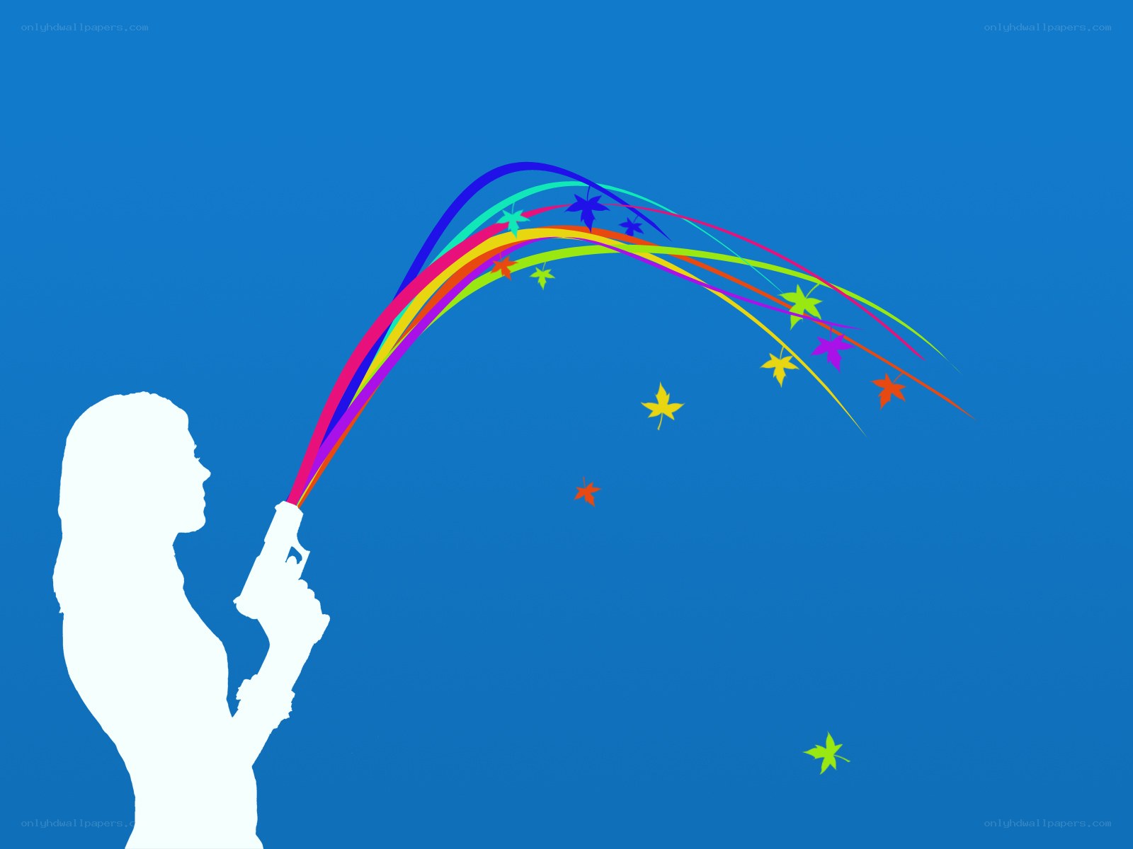 Silhouette with colorful spray