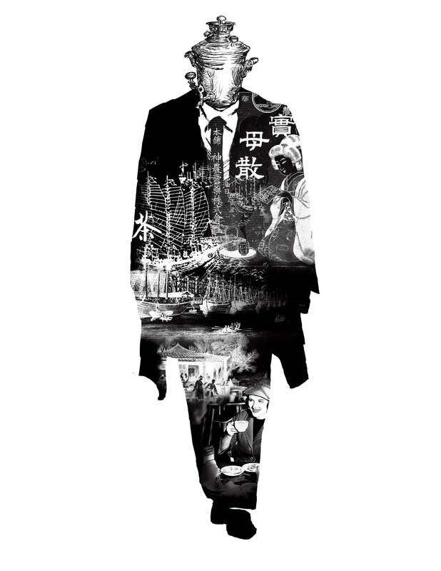 Silhouette with cultural collage