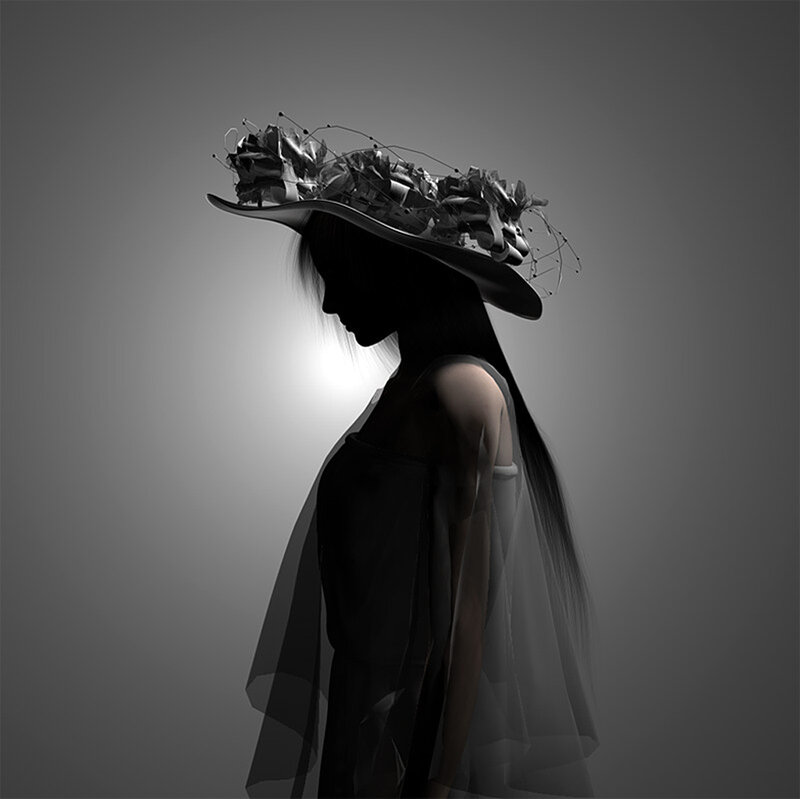 silhouette with decorative hat