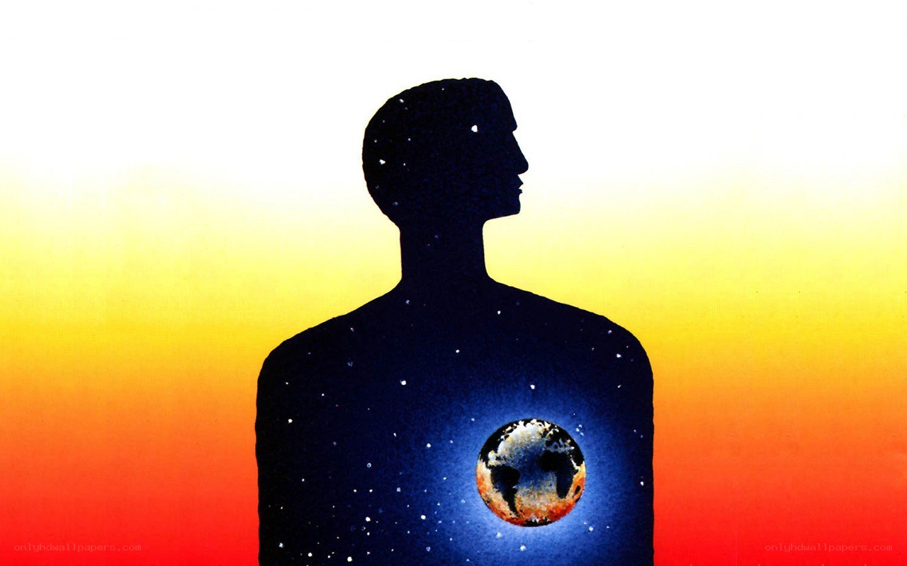 silhouette with earth in chest
