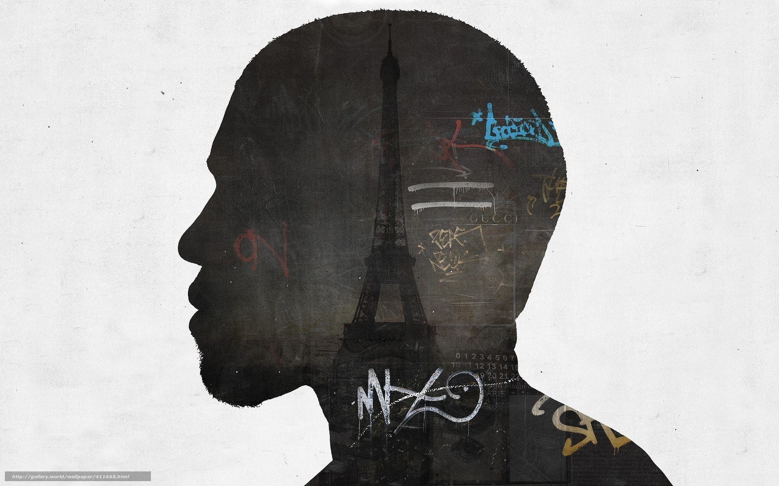 silhouette with eiffel tower