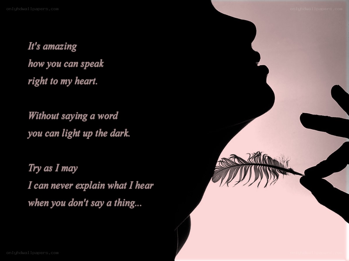 Silhouette with feather and poem