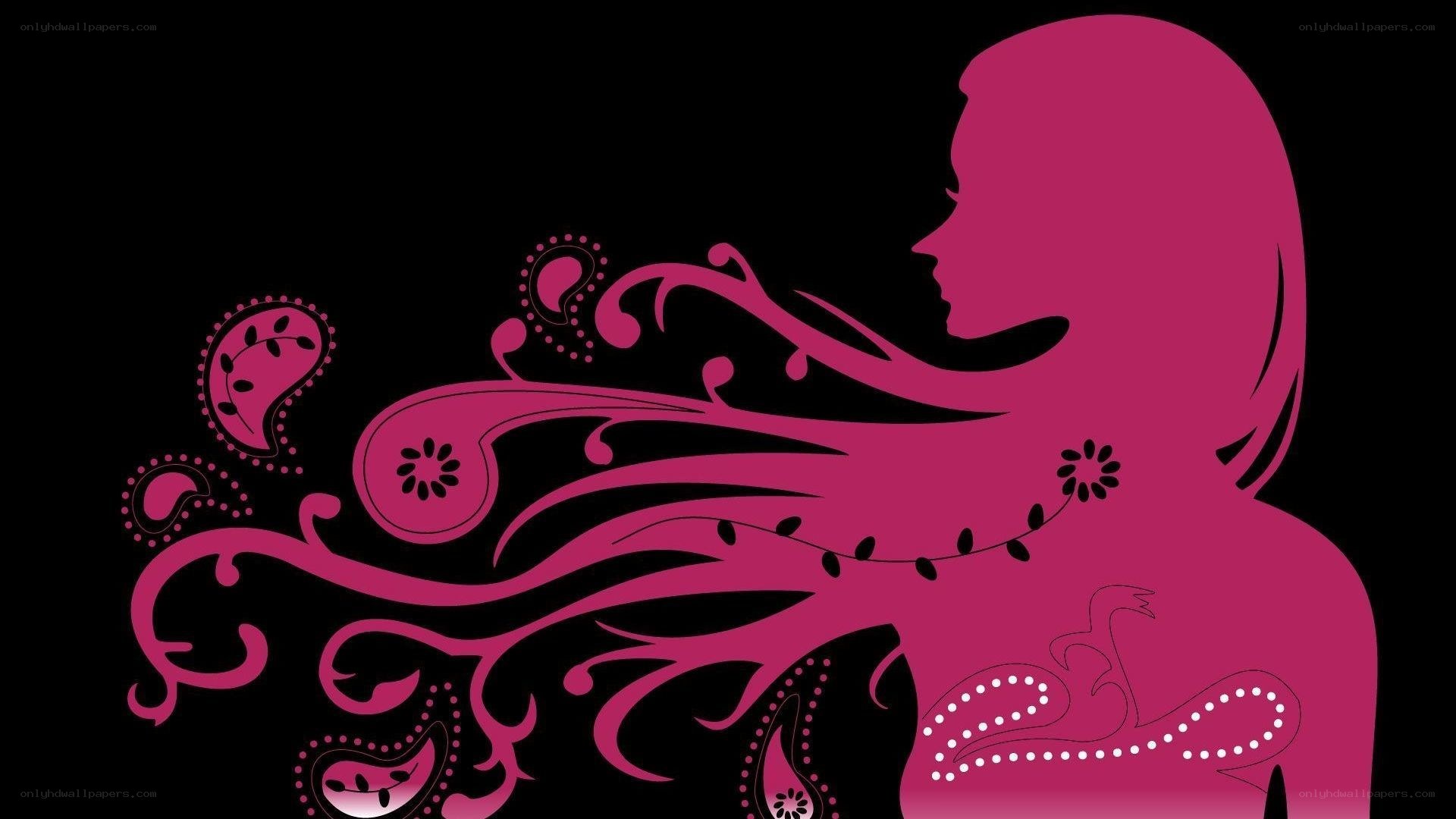 silhouette with floral design