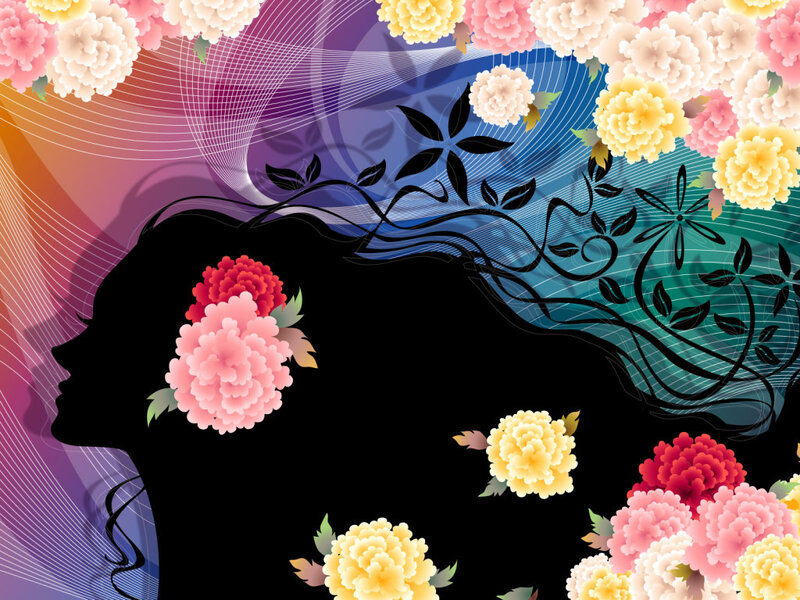 silhouette with floral design