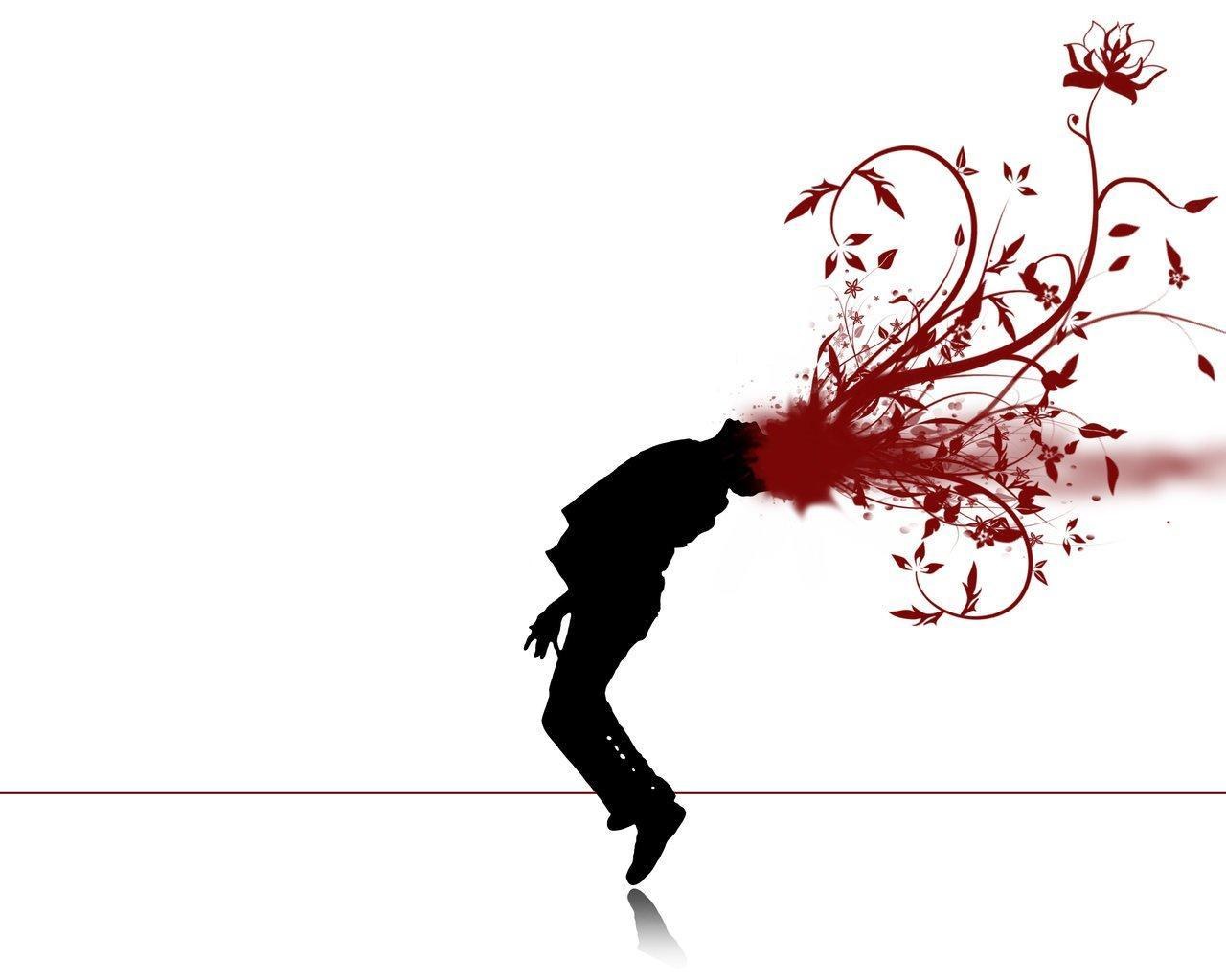 silhouette with floral explosion