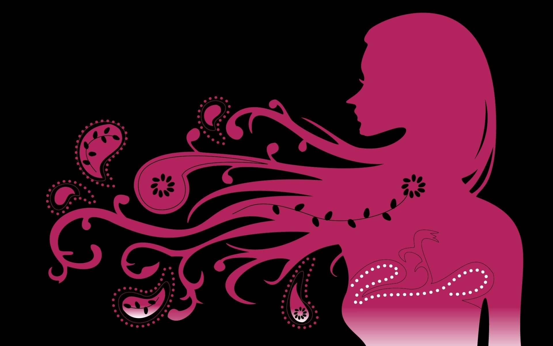 silhouette with floral patterns