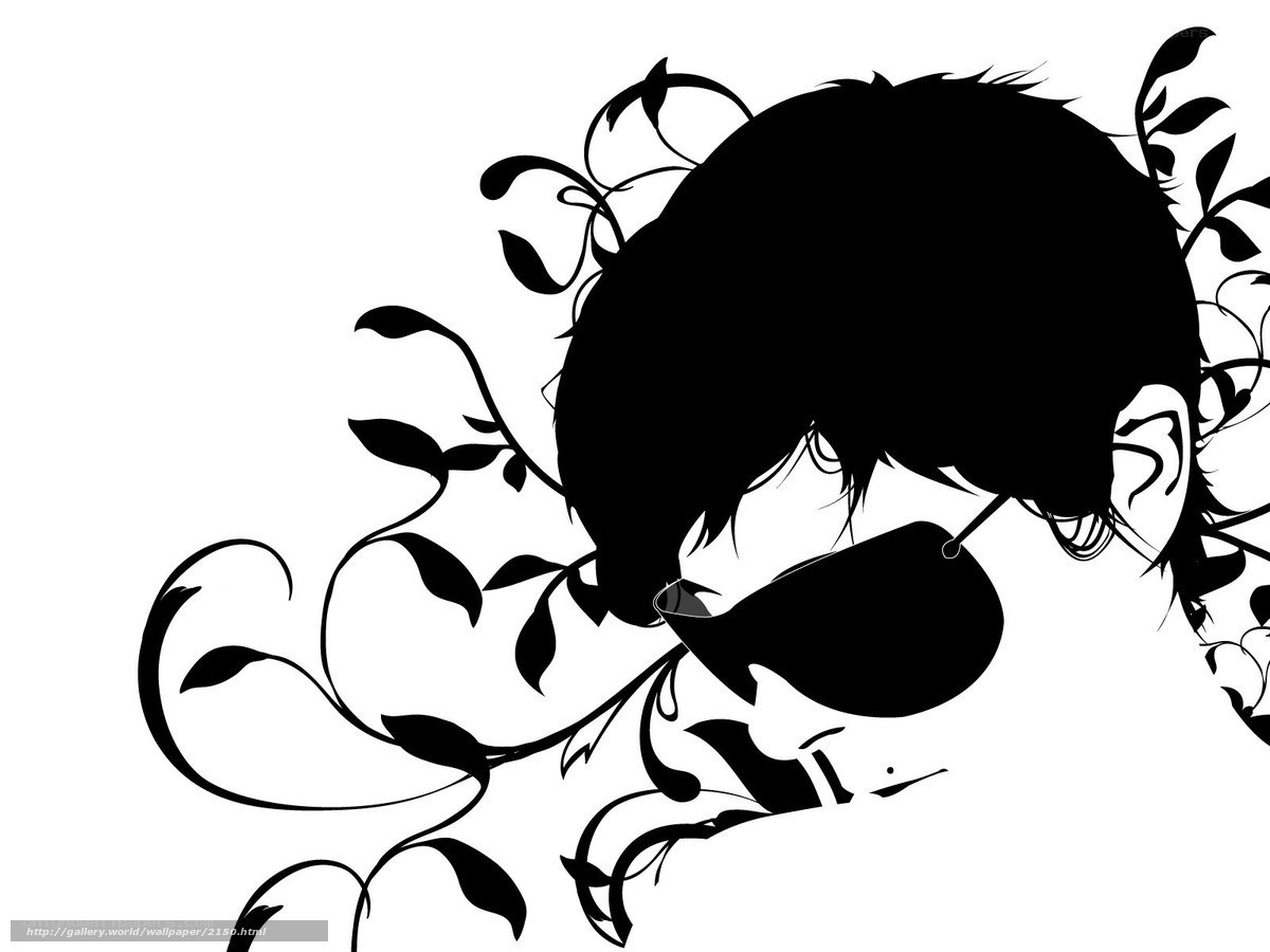 silhouette with floral vines