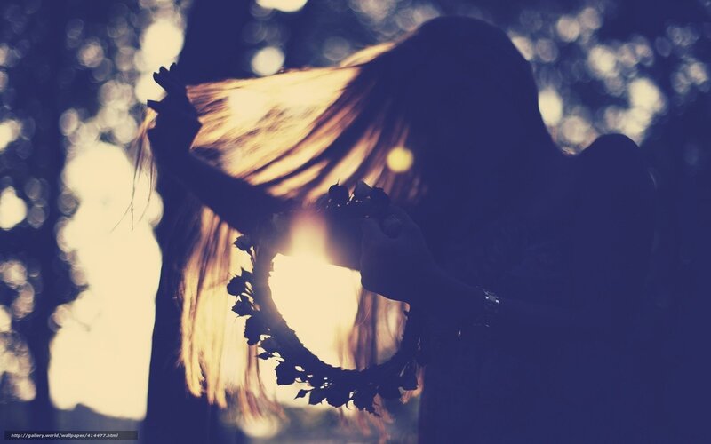 Silhouette with floral wreath