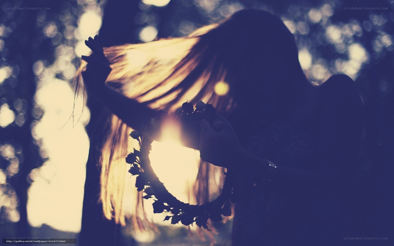 Silhouette with floral wreath
