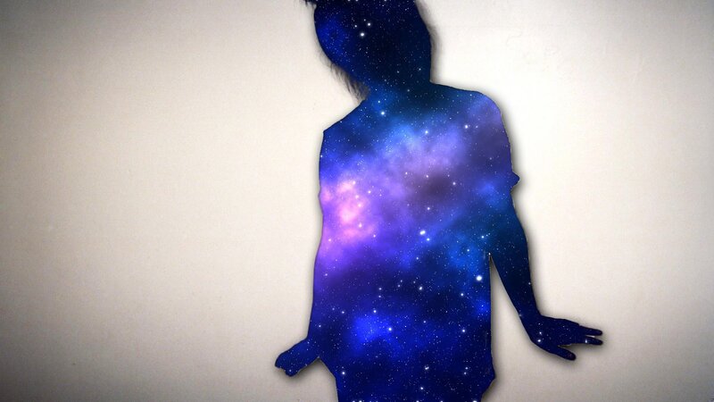 Silhouette with Galaxy Interior — Blue
