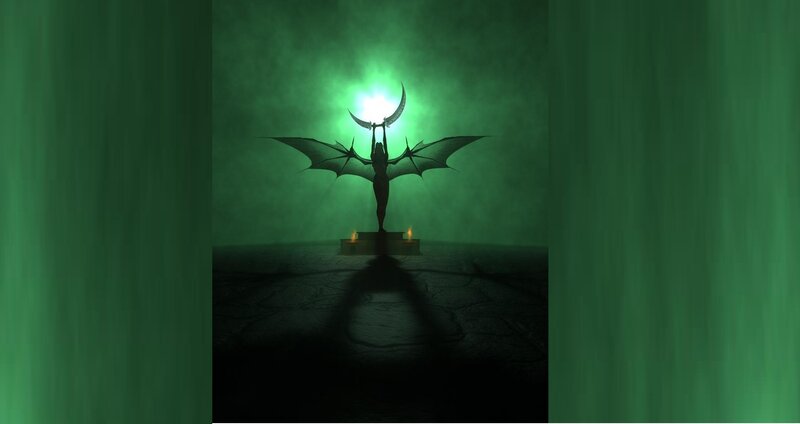 silhouette with glowing crescent