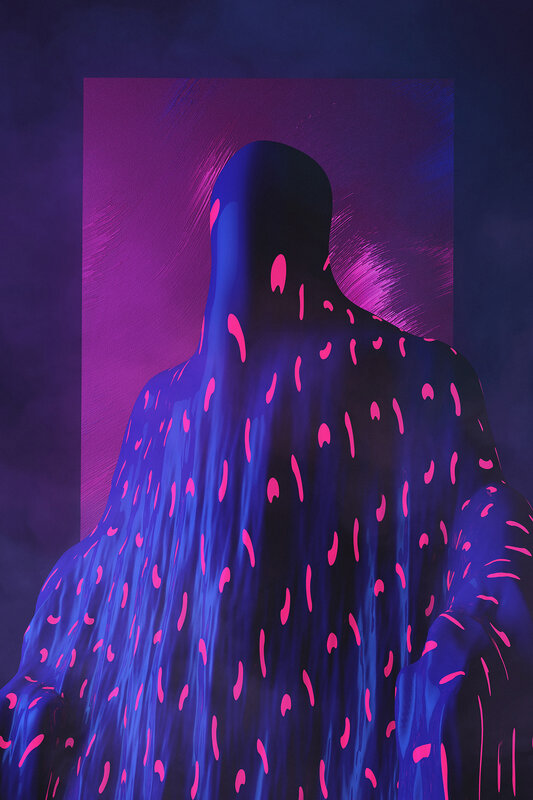 Silhouette with Glowing Patterns