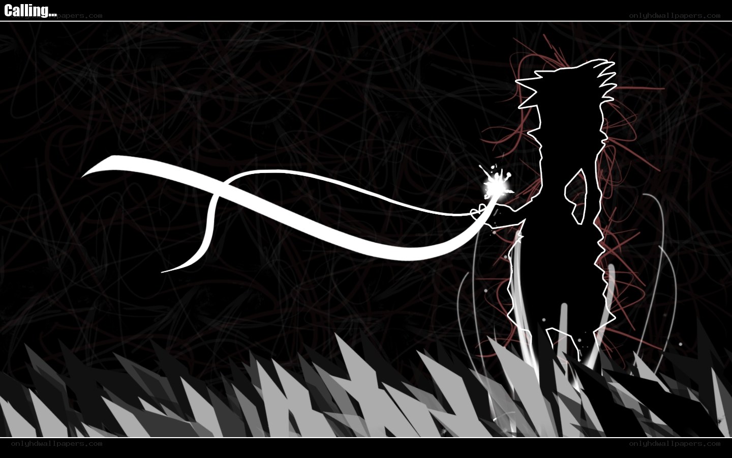 Silhouette with glowing ribbon