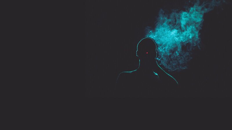 silhouette with glowing smoke