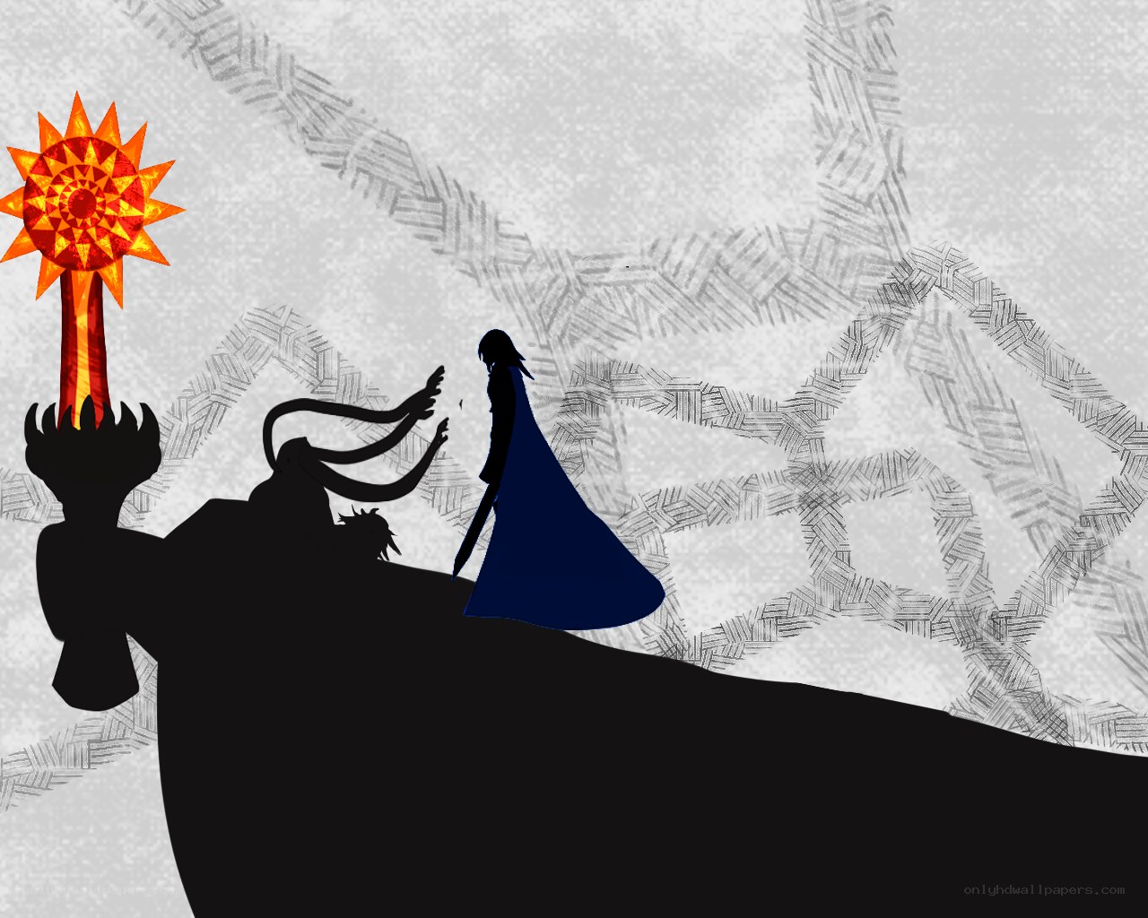 Silhouette with glowing staff