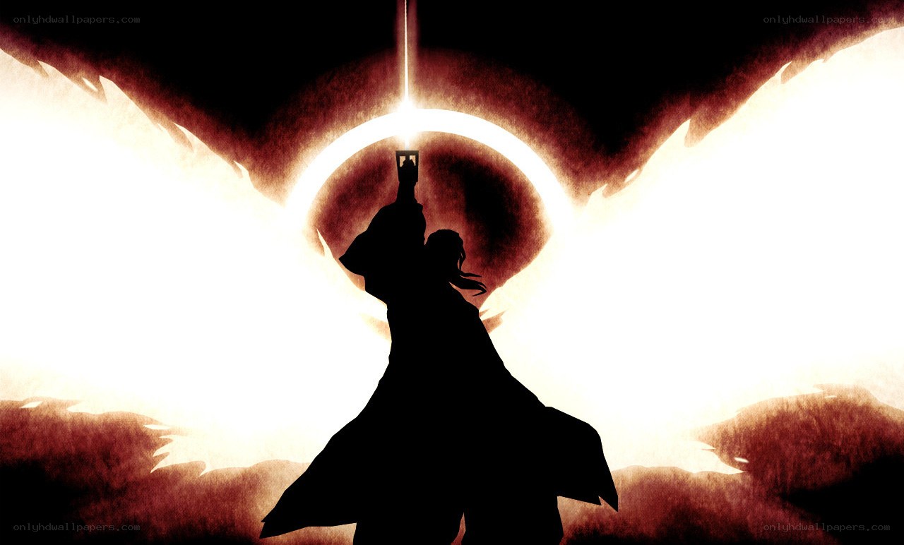 silhouette with glowing sword
