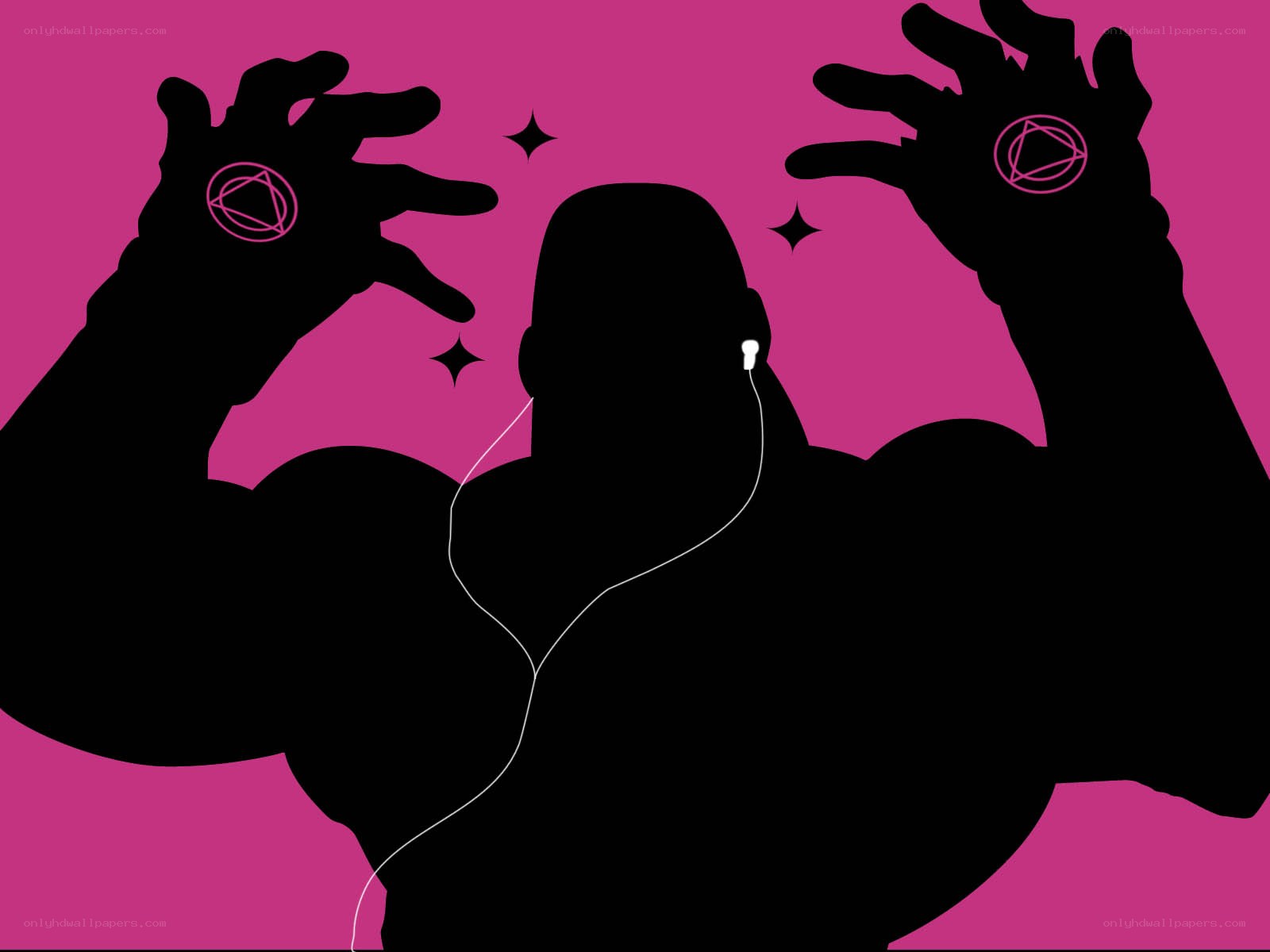 silhouette with glowing symbols