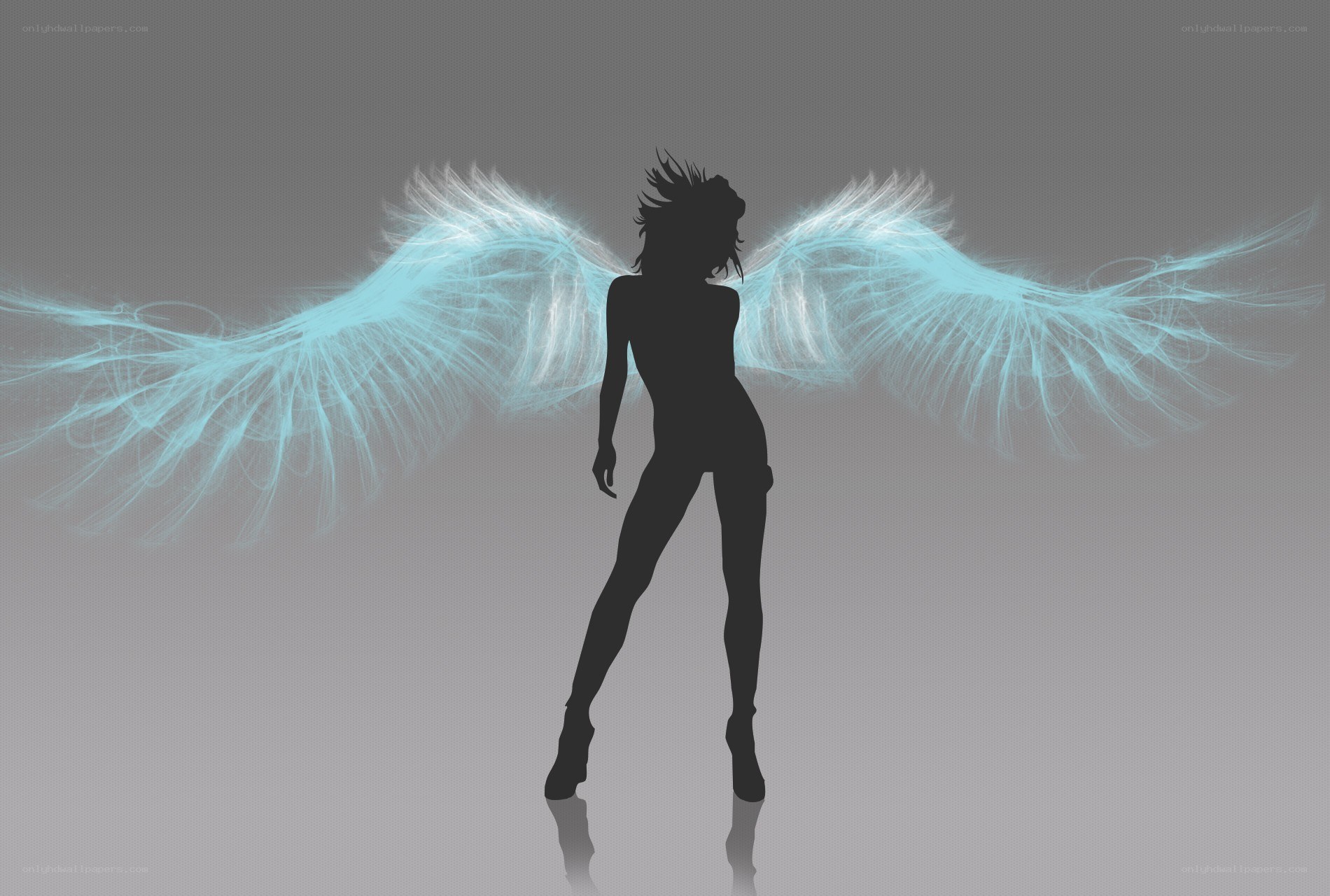silhouette with glowing wings
