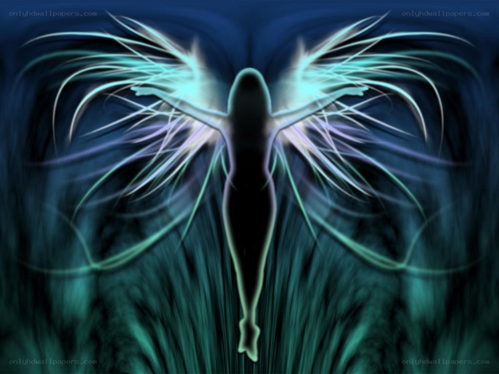 silhouette with glowing wings
