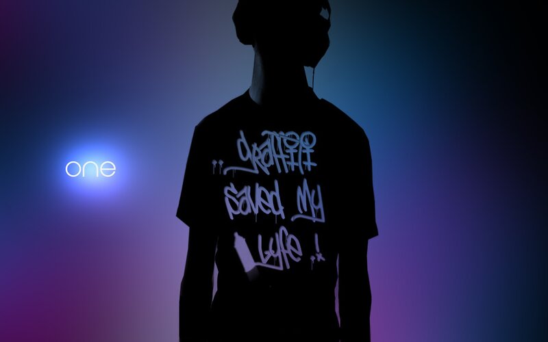 silhouette with graffiti t-shirt
