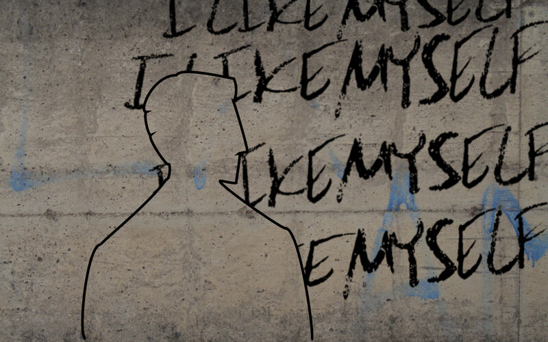 silhouette with graffiti