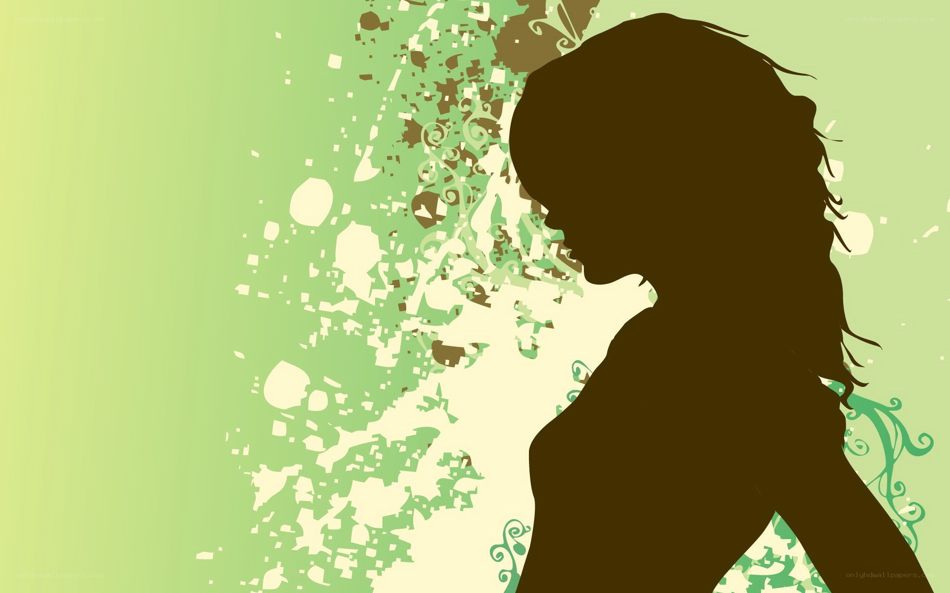 silhouette with green background