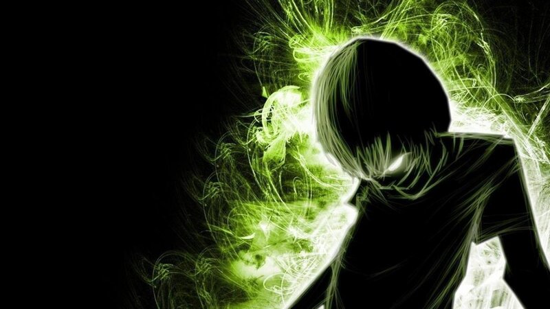 Silhouette with Green Energy — Black