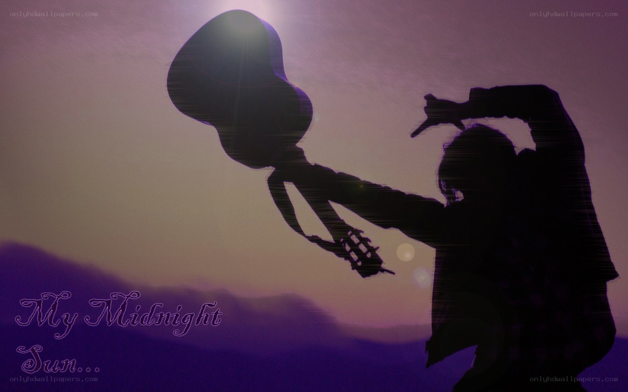 silhouette with guitar at dusk