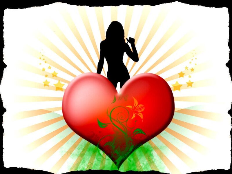 silhouette with heart and stars