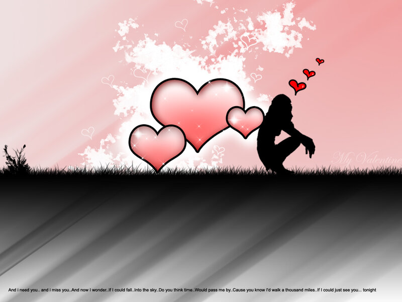 silhouette with hearts