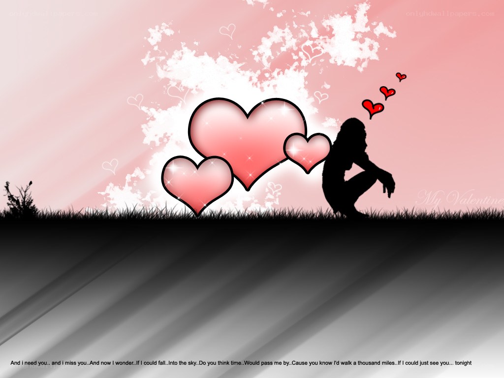 silhouette with hearts
