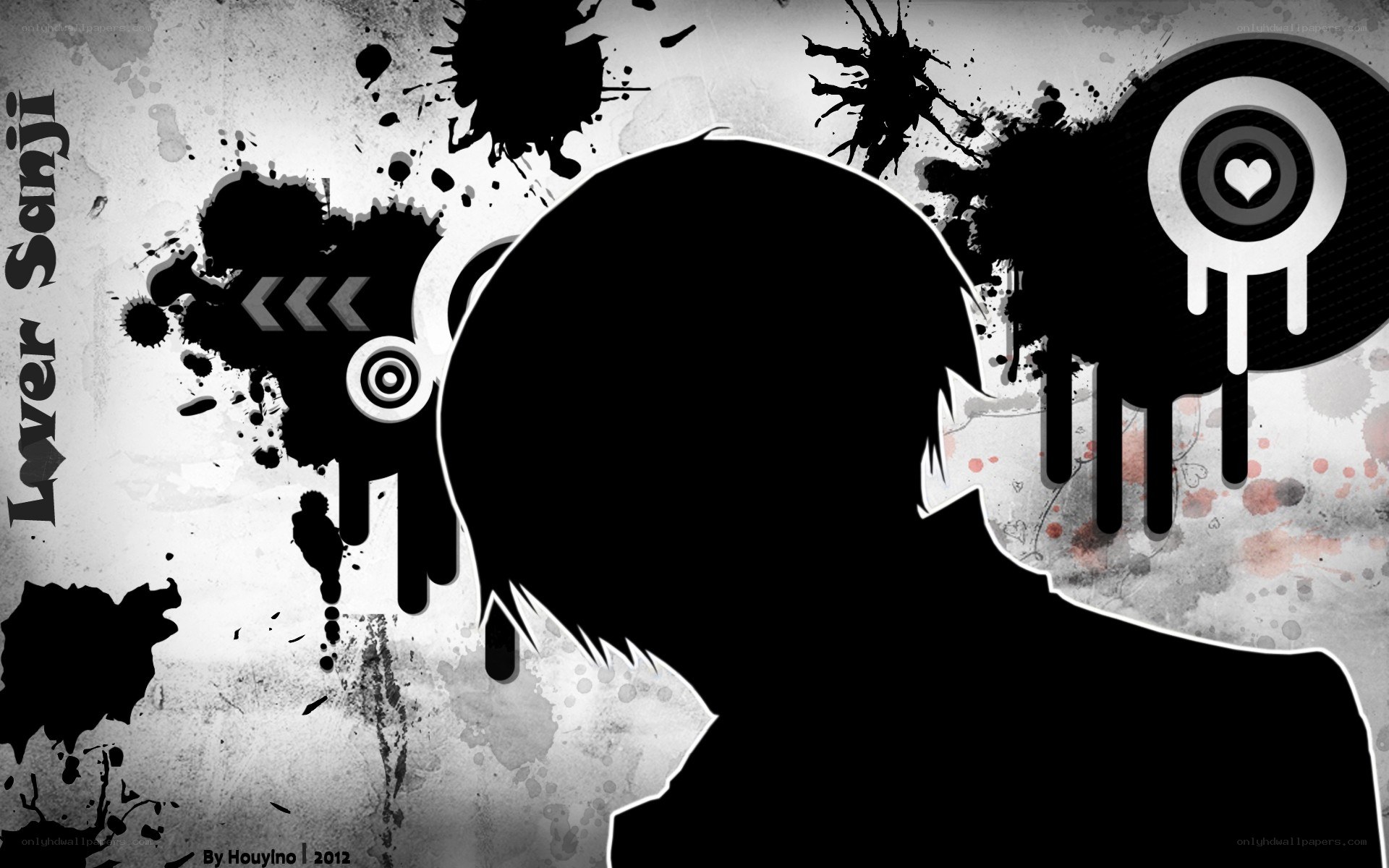 silhouette with ink splatters