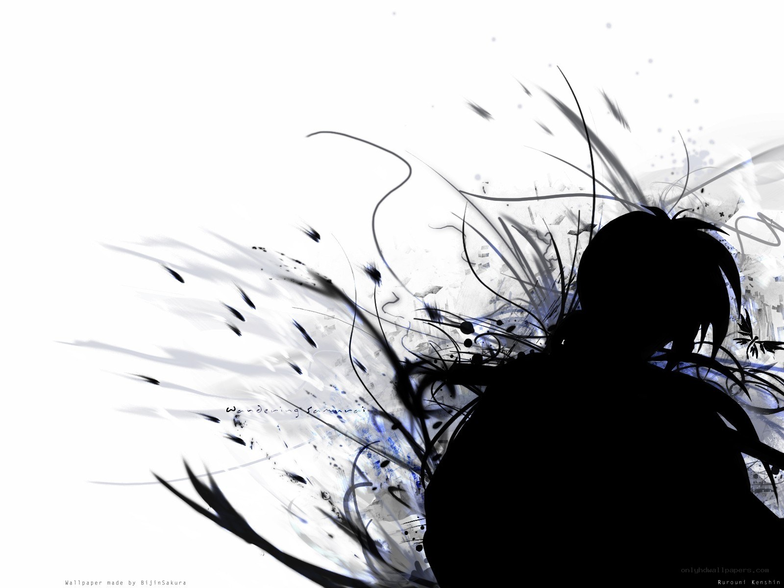 silhouette with ink splatters