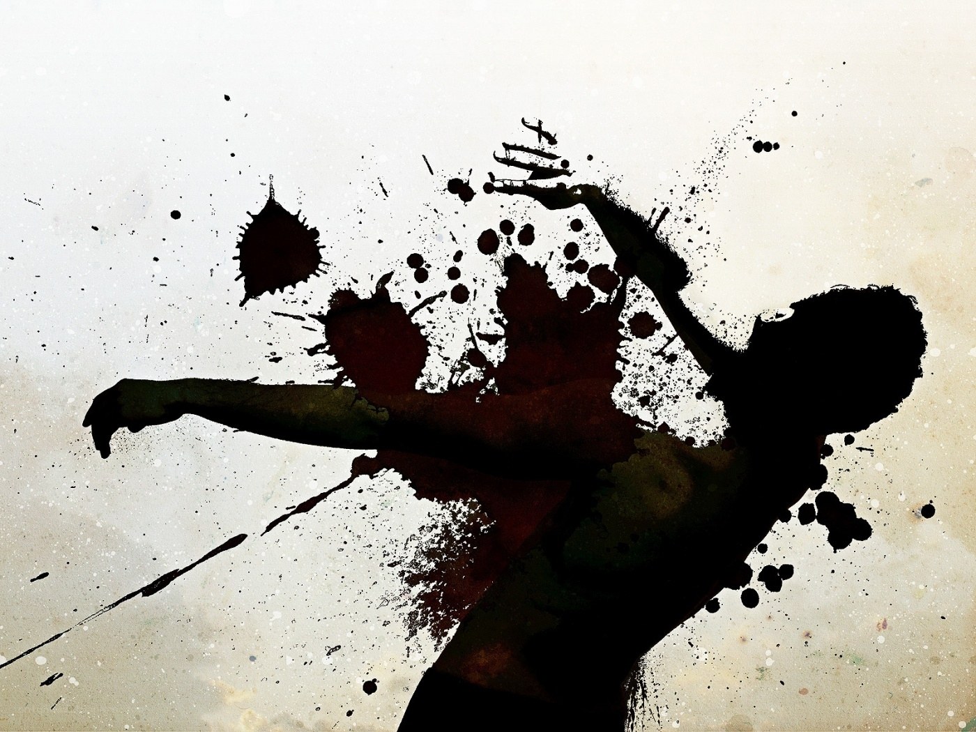 silhouette with ink splatters