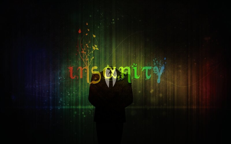 silhouette with insanity text