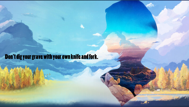 silhouette with landscape