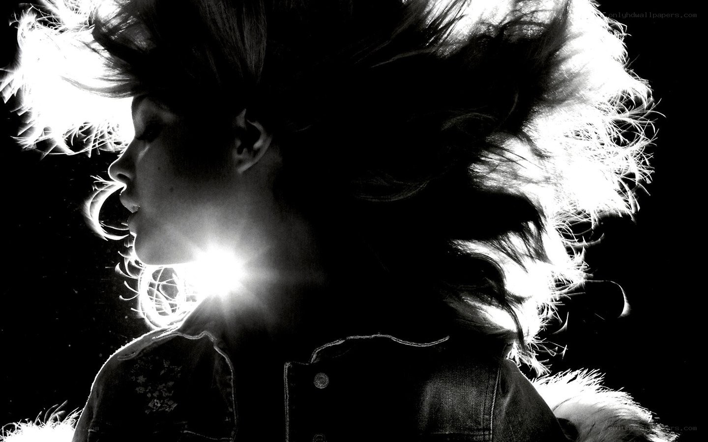 silhouette with light burst