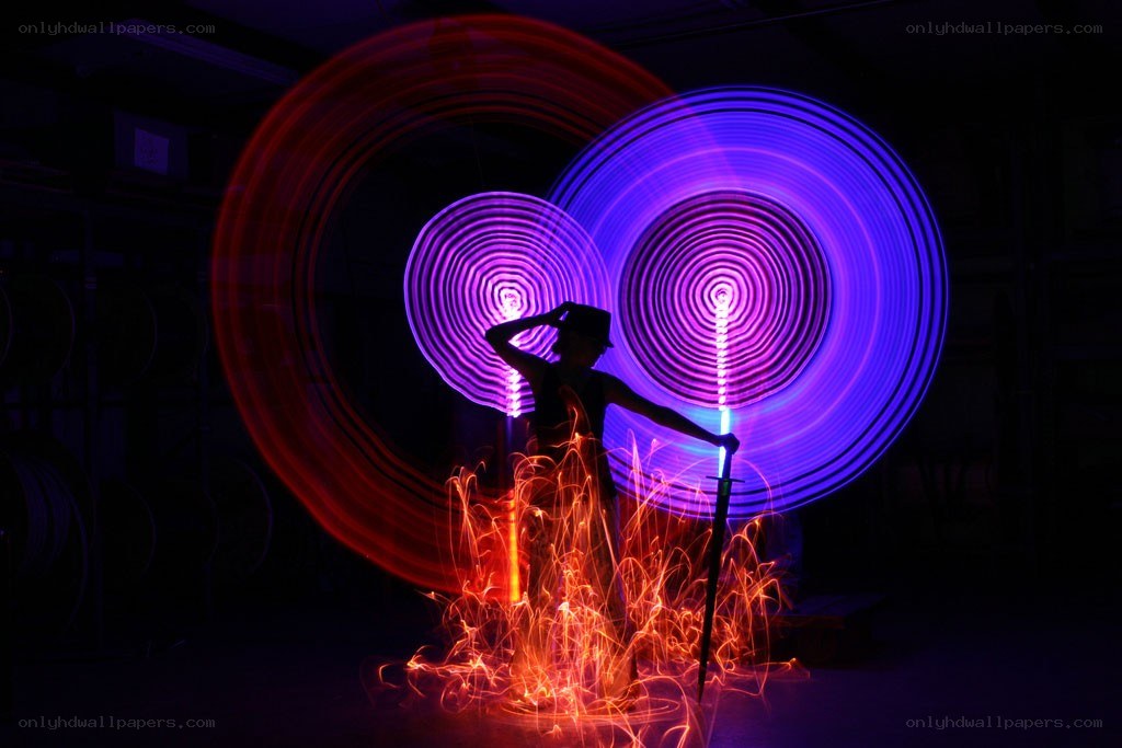 Silhouette with light painting