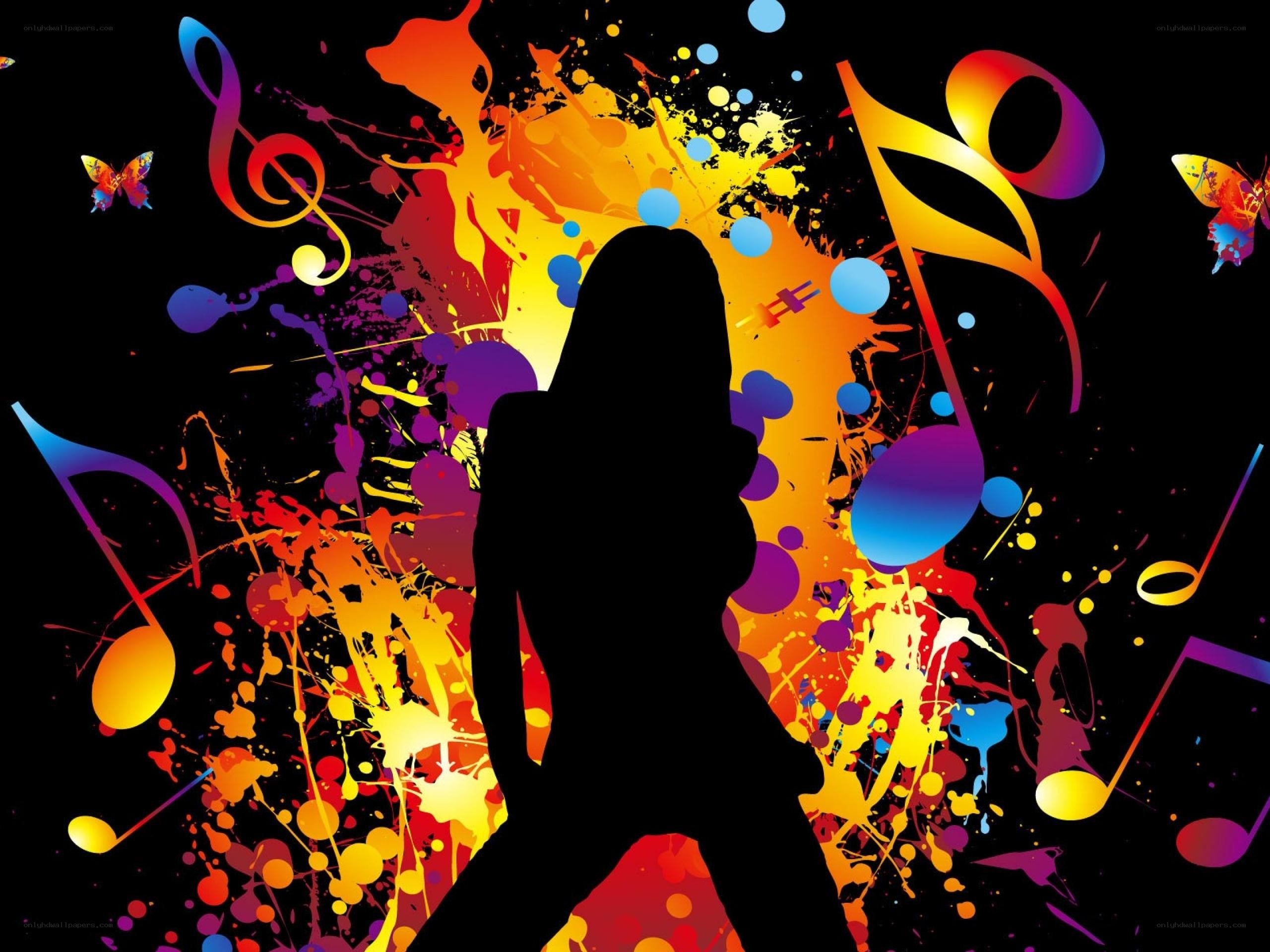 silhouette with music notes