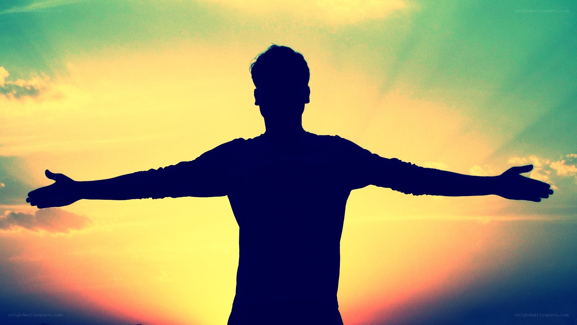 silhouette with open arms