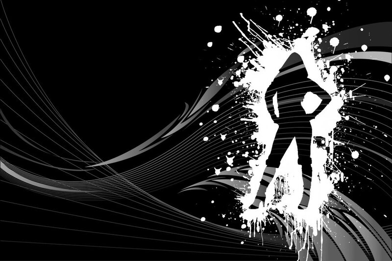 silhouette with paint splatter