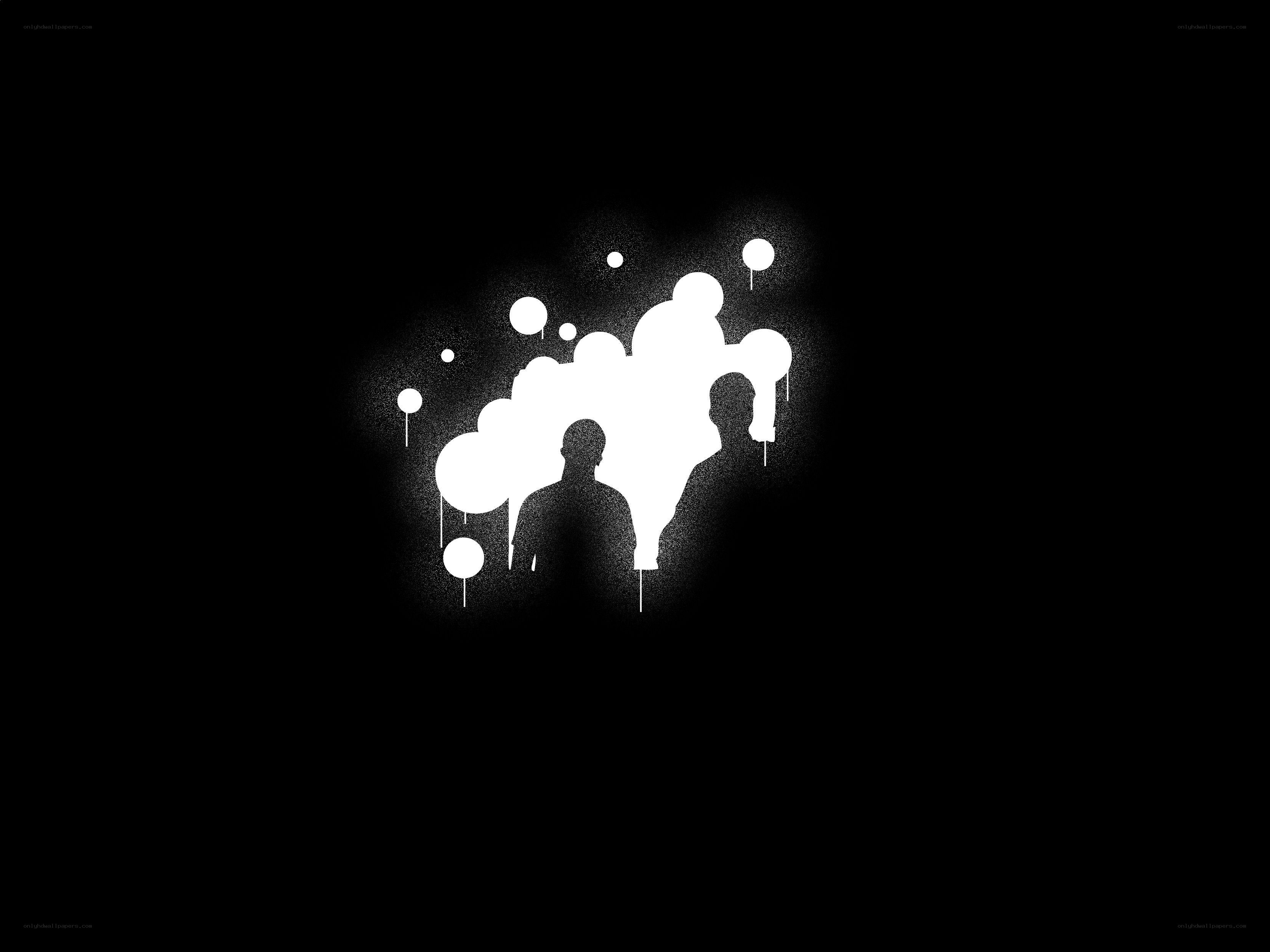 silhouette with paint splatter