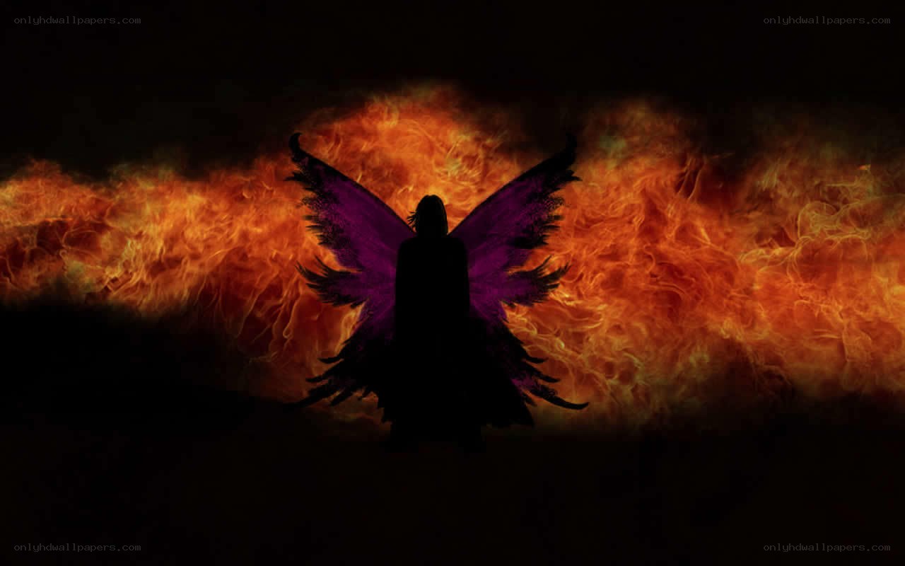 silhouette with purple wings