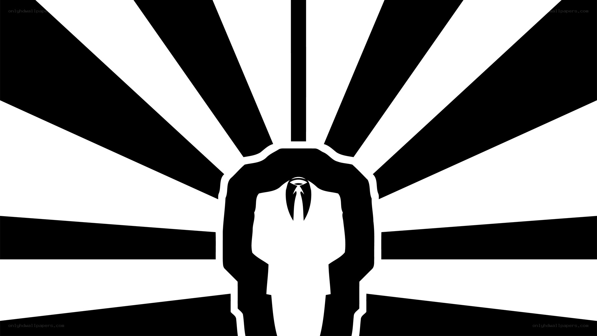 silhouette with radiant background